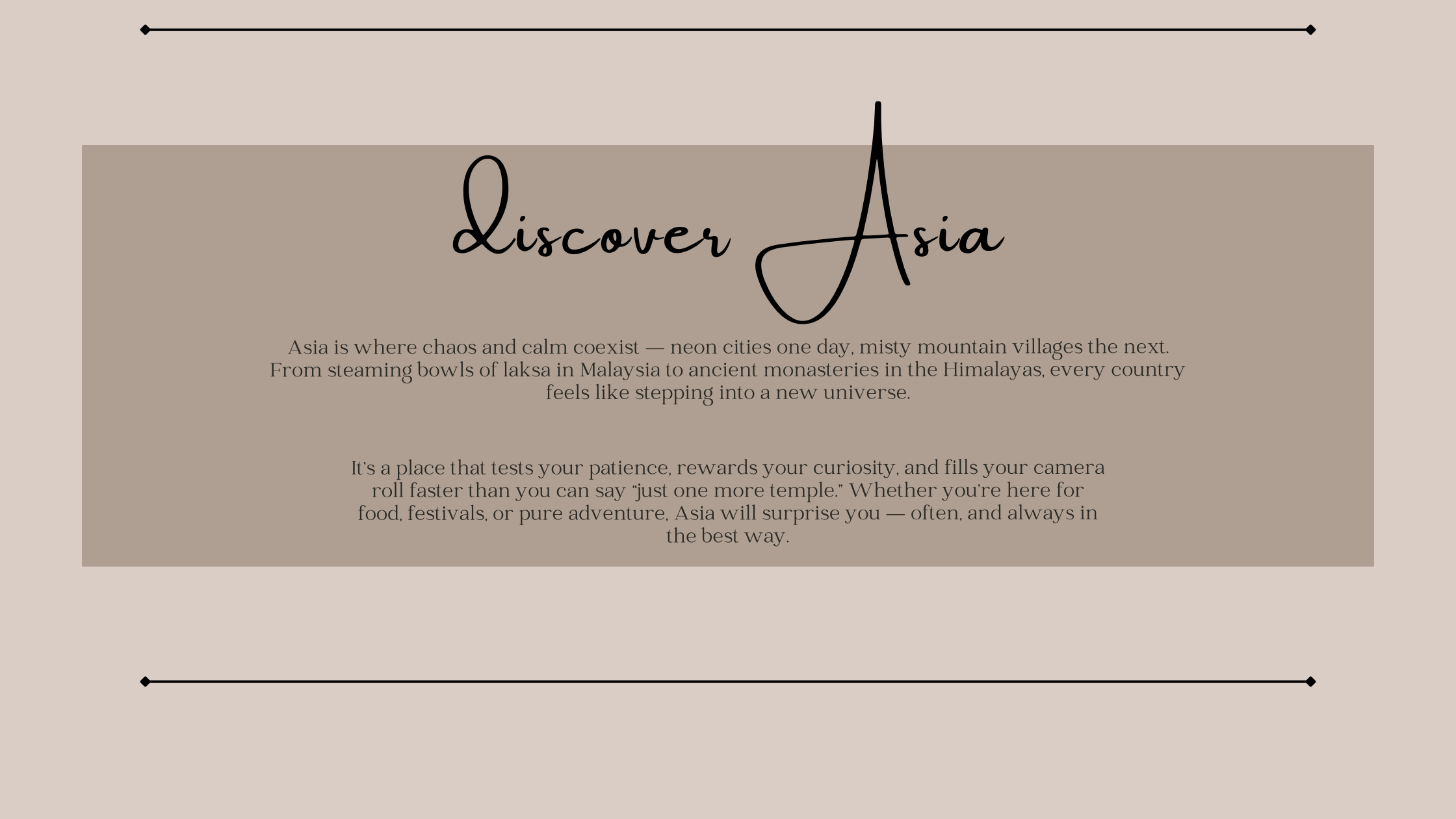 CRAFTING OUR JOURNEY | Discover  Asia